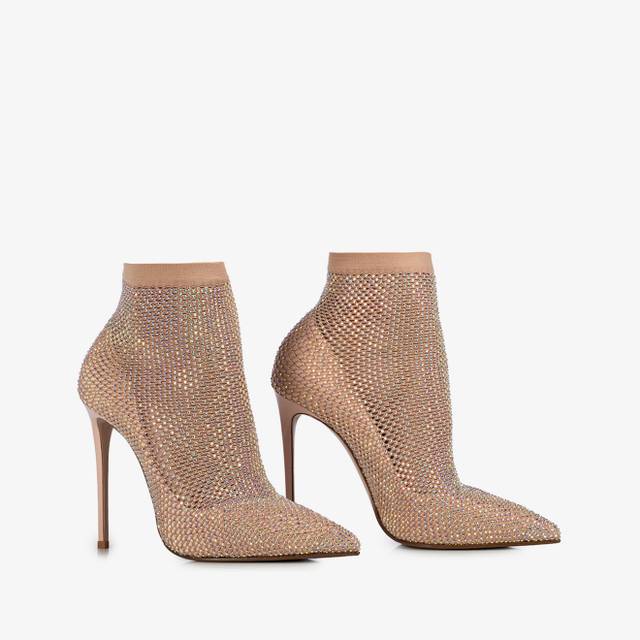Le Silla Stivaletto calza nude skin con Cristalli Nuovo