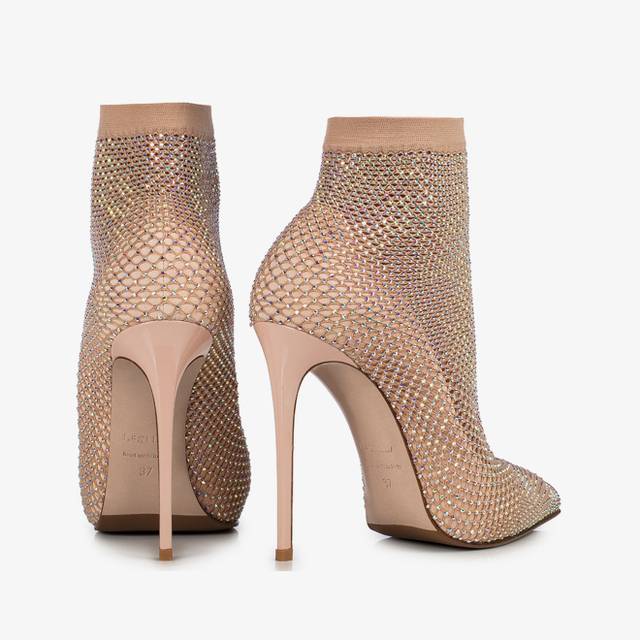 Le Silla Stivaletto calza nude skin con Cristalli Nuovo