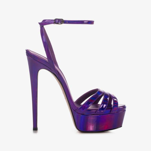 Le Silla Sandalo con plateau iridescente viola kamala Qualità Garantita