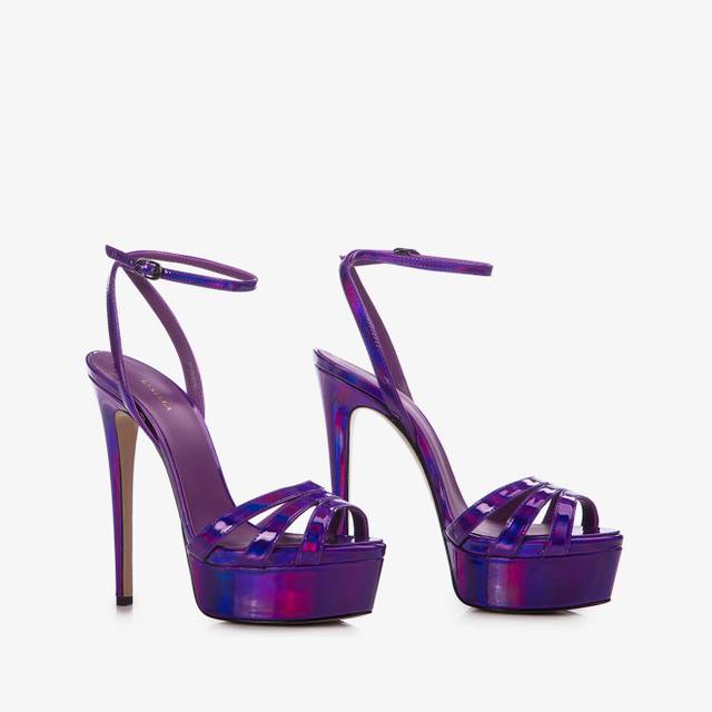 Le Silla Sandalo con plateau iridescente viola kamala Qualità Garantita