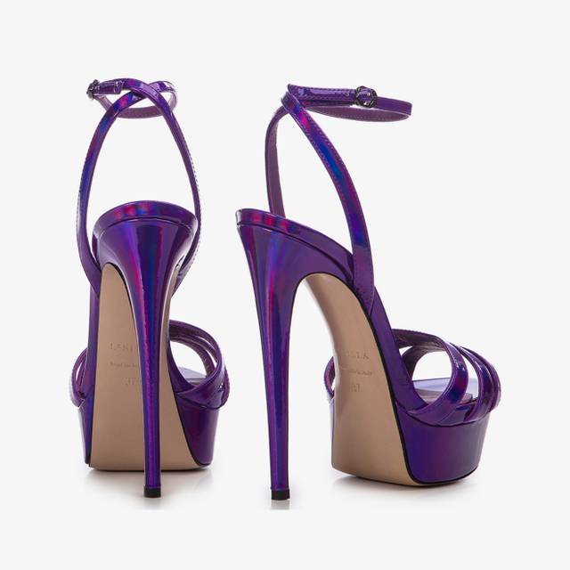 Le Silla Sandalo con plateau iridescente viola kamala Qualità Garantita