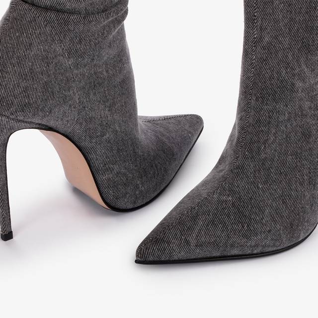 Le Silla Stivale sopra al ginocchio denim stretch nero Acquista Ora