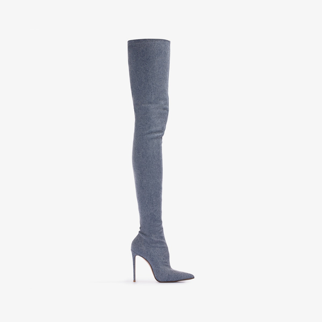 Le Silla Stivale sopra al ginocchio denim stretch blu Consegna Veloce