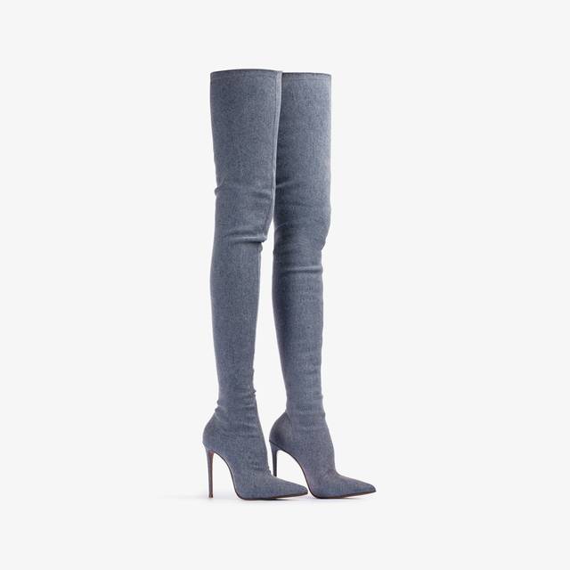 Le Silla Stivale sopra al ginocchio denim stretch blu Consegna Veloce