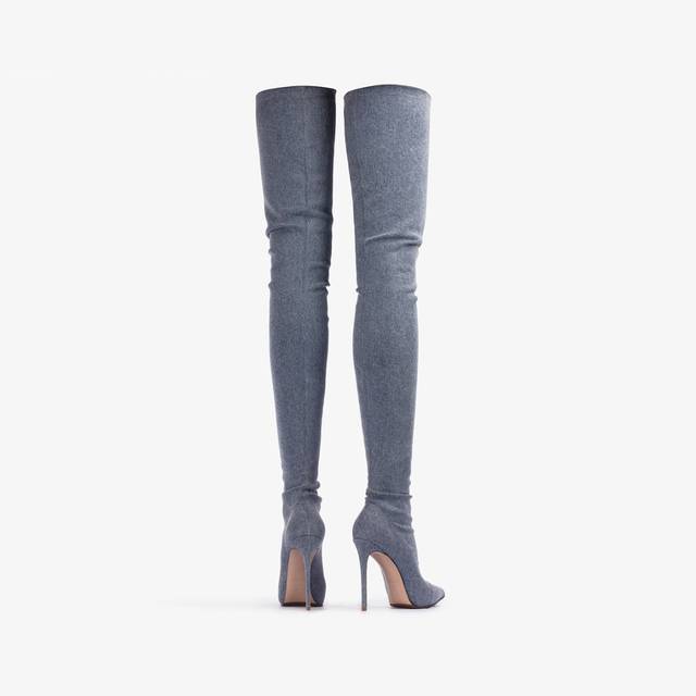 Le Silla Stivale sopra al ginocchio denim stretch blu Consegna Veloce