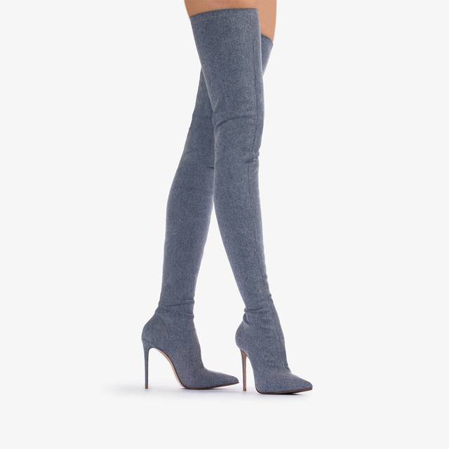Le Silla Stivale sopra al ginocchio denim stretch blu Consegna Veloce