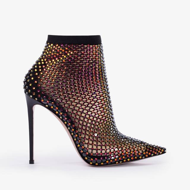 Le Silla Stivaletto calza nera e Cristalli iridescenti Vendita Economica