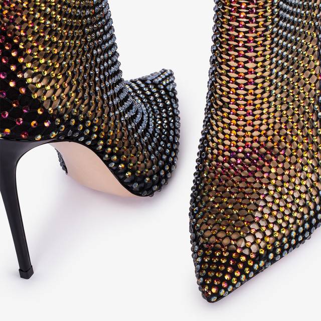 Le Silla Stivaletto calza nera e Cristalli iridescenti Vendita Economica