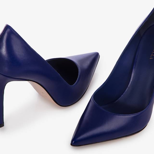 Le Silla Décolleté pelle blu lazuli Comprare a buon mercato
