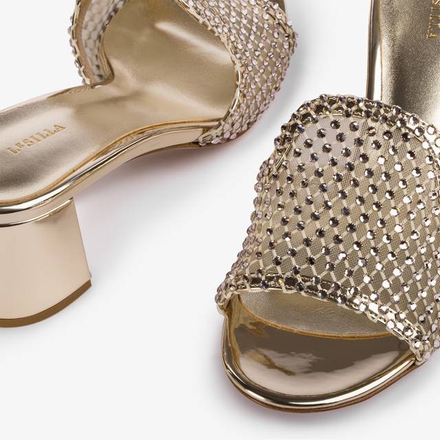 Le Silla Sandalo mule gioiello rete platino con Cristalli Vendite stagionali