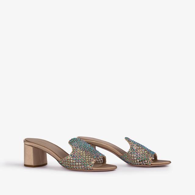 Le Silla Sandalo mule gioiello rete oro con Cristalli iridescenti Black Friday