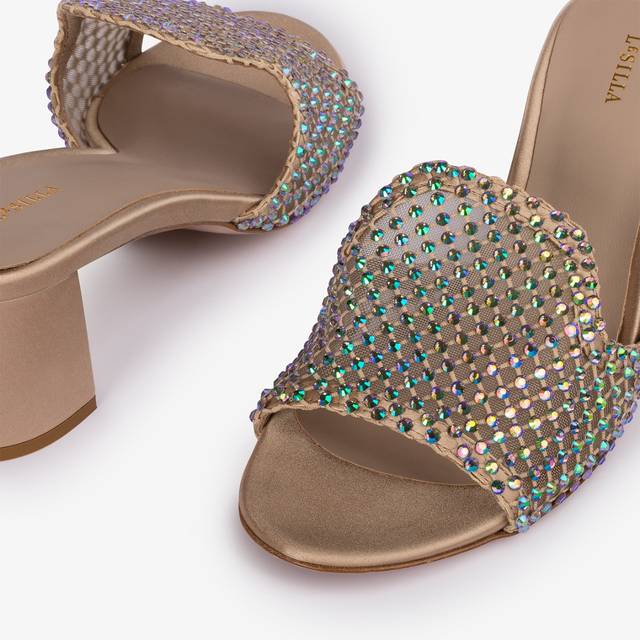 Le Silla Sandalo mule gioiello rete oro con Cristalli iridescenti Black Friday