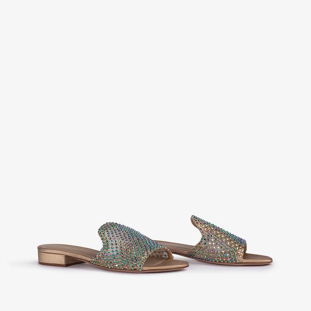 Le Silla Sandalo mule gioiello rete oro con Cristalli iridescenti Cyber Monday
