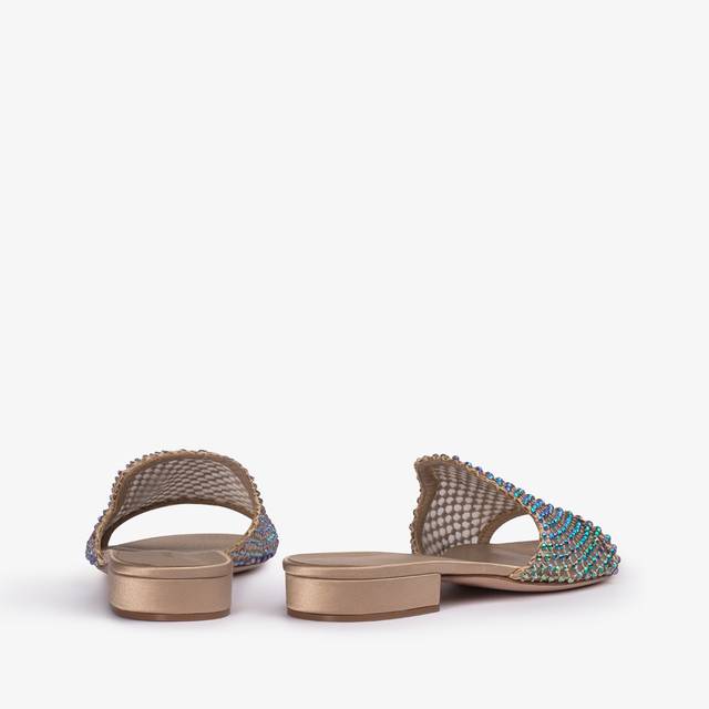 Le Silla Sandalo mule gioiello rete oro con Cristalli iridescenti Cyber Monday