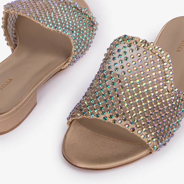 Le Silla Sandalo mule gioiello rete oro con Cristalli iridescenti Cyber Monday