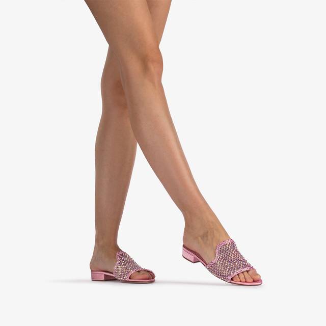 Le Silla Sandalo mule gioiello rete rosa dea con Cristalli Offerta natalizia