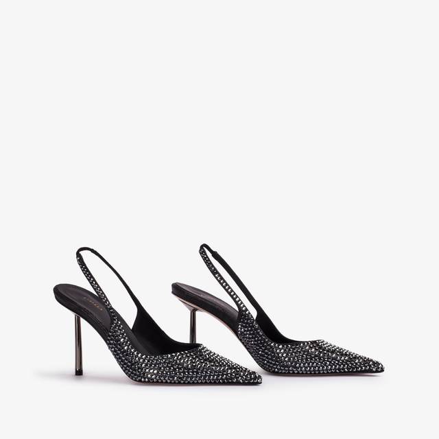 Le Silla Slingback cristalli nero jet Offerta Anniversario