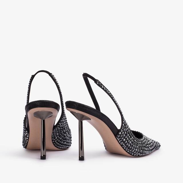 Le Silla Slingback cristalli nero jet Offerta Anniversario