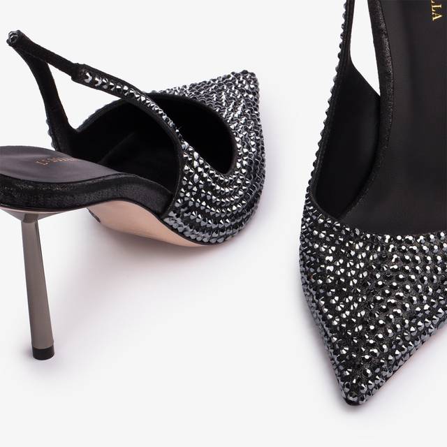 Le Silla Slingback cristalli nero jet Offerta Anniversario