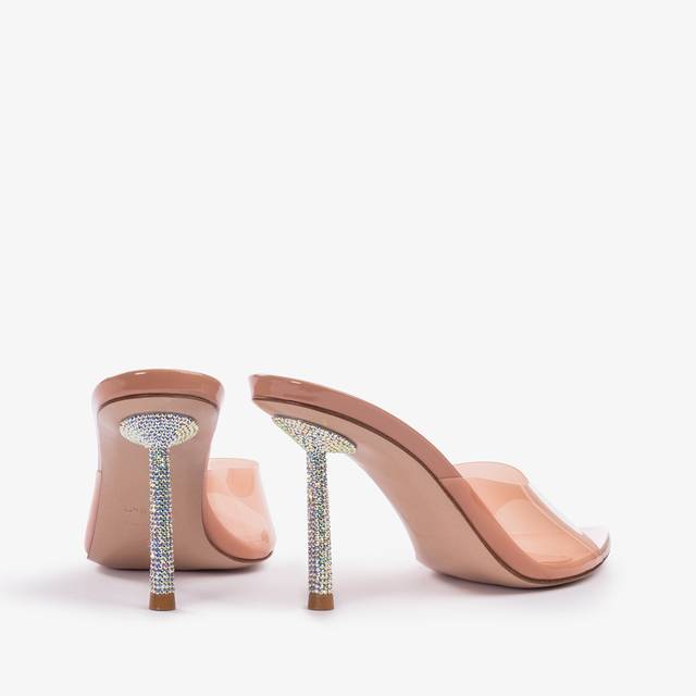 Le Silla Sandalo mule plexy nude phard con Cristalli Vendita calda