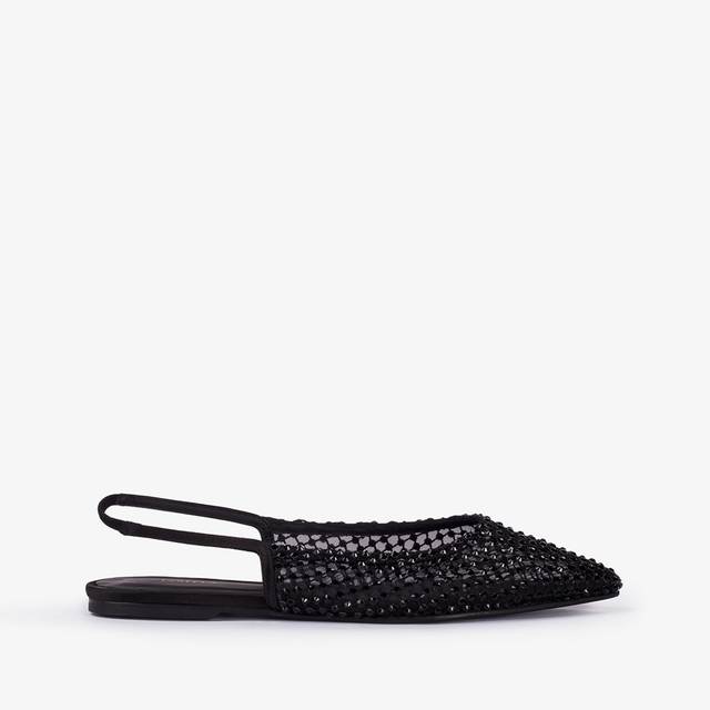 Le Silla Slingback gioiello rete nera jet e Cristalli Offerta migliore