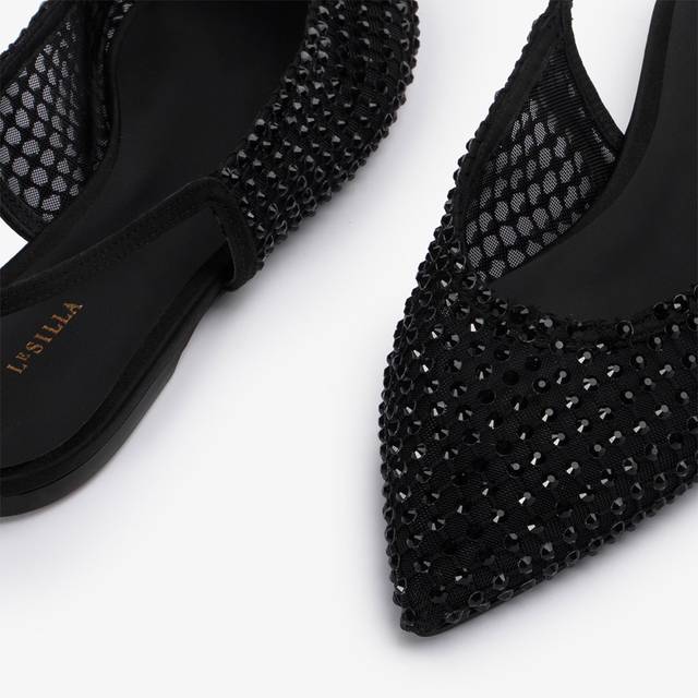 Le Silla Slingback gioiello rete nera jet e Cristalli Offerta migliore