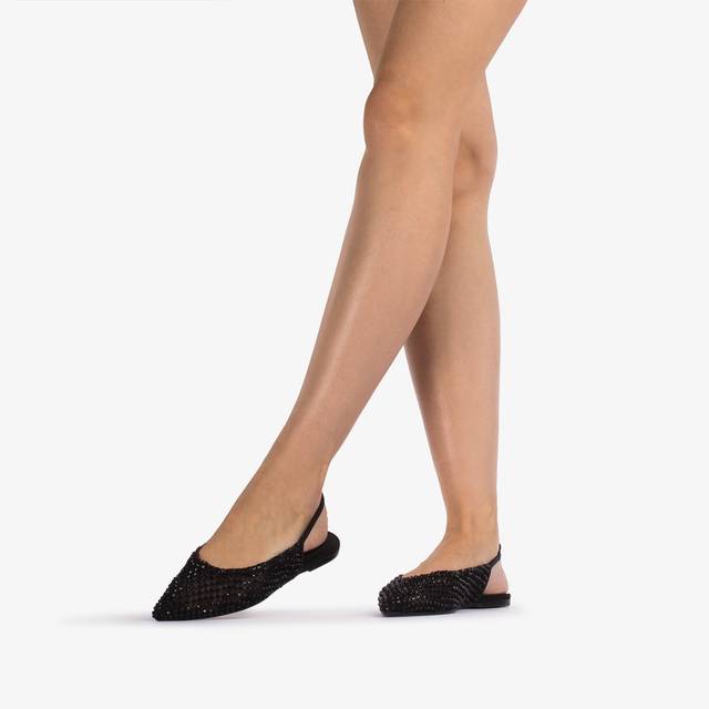 Le Silla Slingback gioiello rete nera jet e Cristalli Offerta migliore
