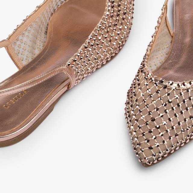 Le Silla Slingback gioiello rete oro rosa e Cristalli Latest fashion