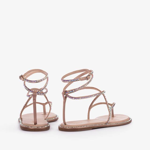 Le Silla Sandalo raso nude phard con Cristalli Lightning offer
