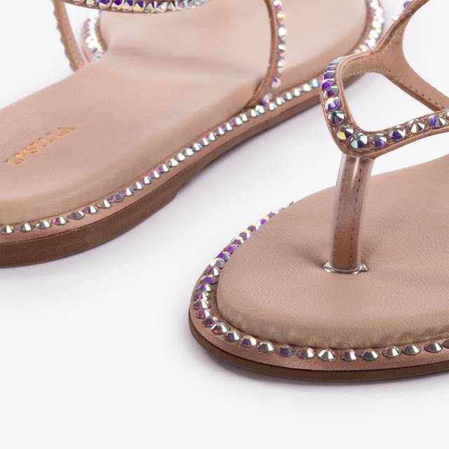 Le Silla Sandalo raso nude phard con Cristalli Lightning offer