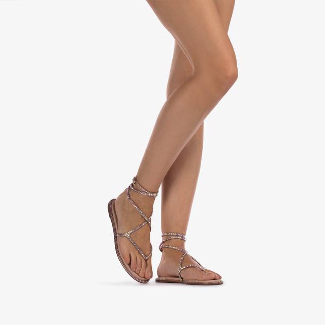 Le Silla Sandalo raso nude phard con Cristalli Lightning offer
