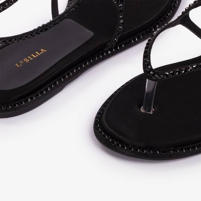 Le Silla Sandalo raso nero jet con Cristalli Nuovi prodotti