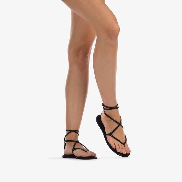 Le Silla Sandalo raso nero jet con Cristalli Nuovi prodotti