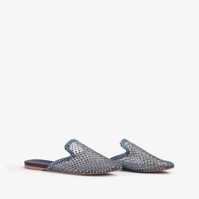 Le Silla Sabot gioiello rete denim blu con Cristalli Bestseller