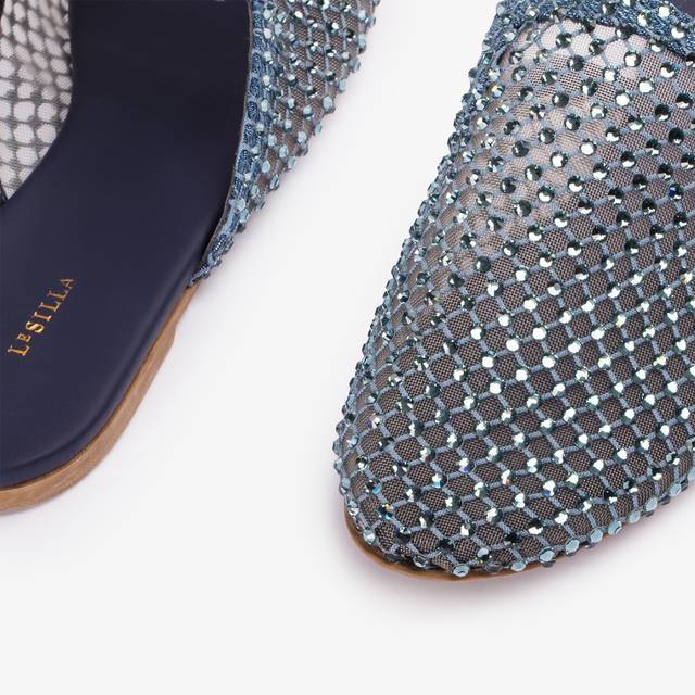 Le Silla Sabot gioiello rete denim blu con Cristalli Bestseller