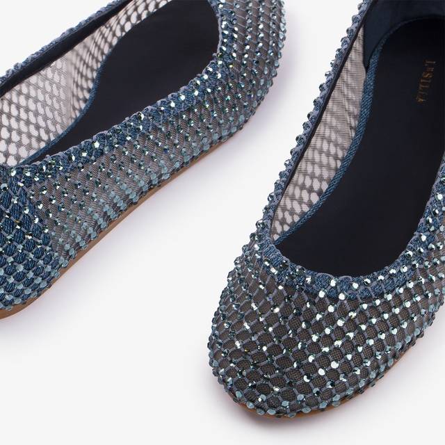 Le Silla Ballerina gioiello rete denim blu con Cristalli Offerte giornaliere