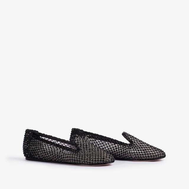 Le Silla Slipper gioiello rete nera e Cristalli neri Enormi risparmi