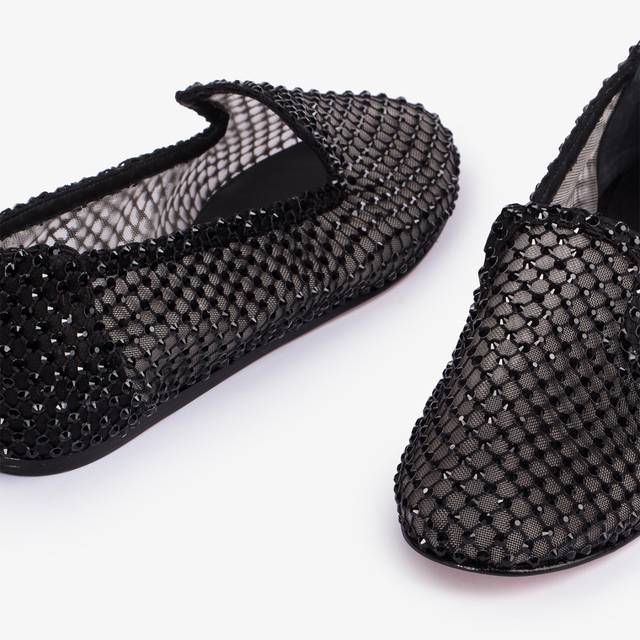 Le Silla Slipper gioiello rete nera e Cristalli neri Enormi risparmi