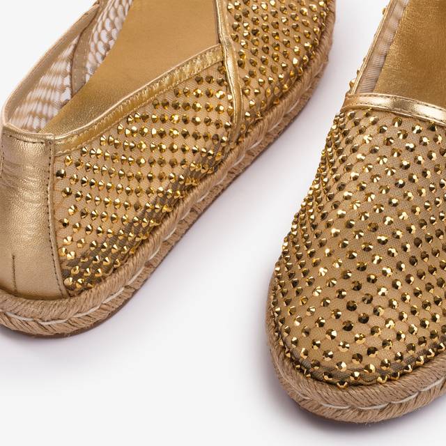 Le Silla Espadrilla gioiello rete oro con Cristalli Prezzo basso