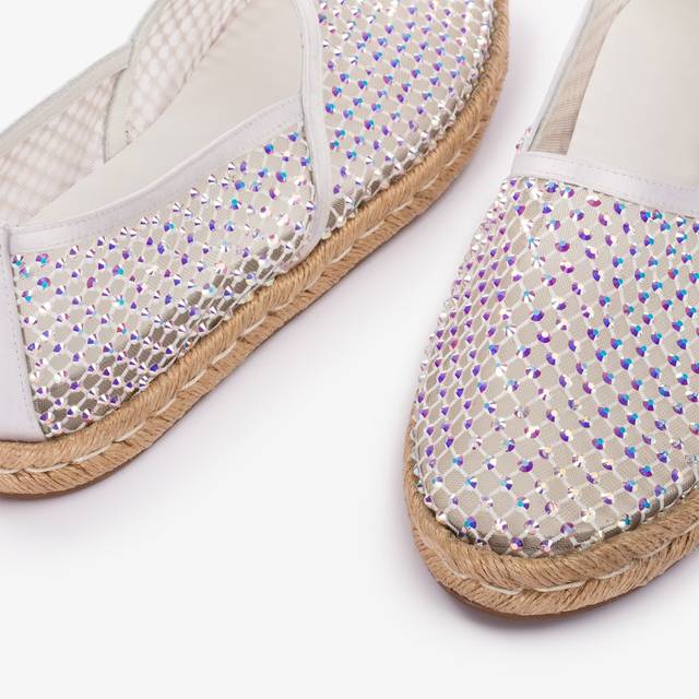 Le Silla Espadrilla gioiello rete bianca carta con Cristalli Super Saving Price