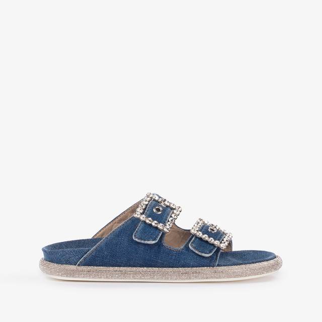 Le Silla Ciabatta denim blu con Cristalli Latest stili