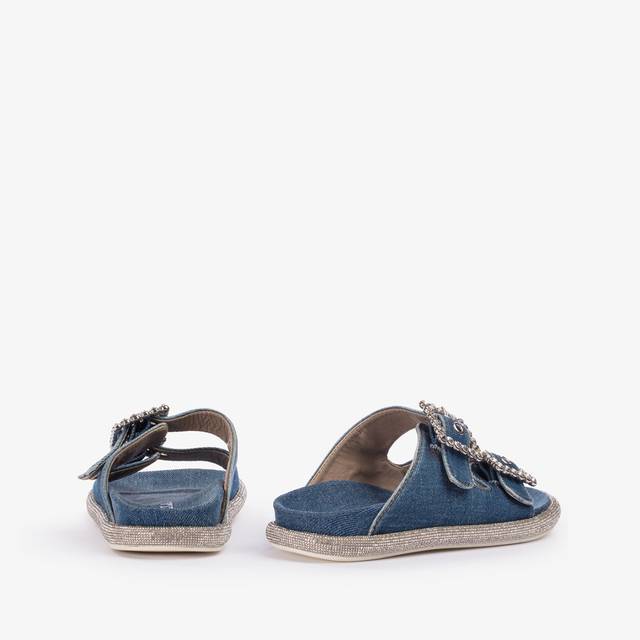 Le Silla Ciabatta denim blu con Cristalli Latest stili