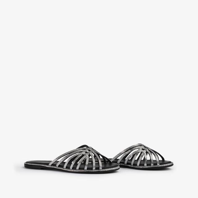 Le Silla Sandalo raso nero con Cristalli argento Ultimi due giorni