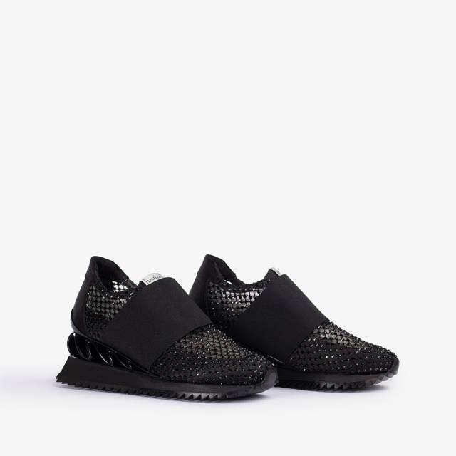 Le Silla Scarpa running raso, rete e Cristalli nero jet Solo un giorno rimasto