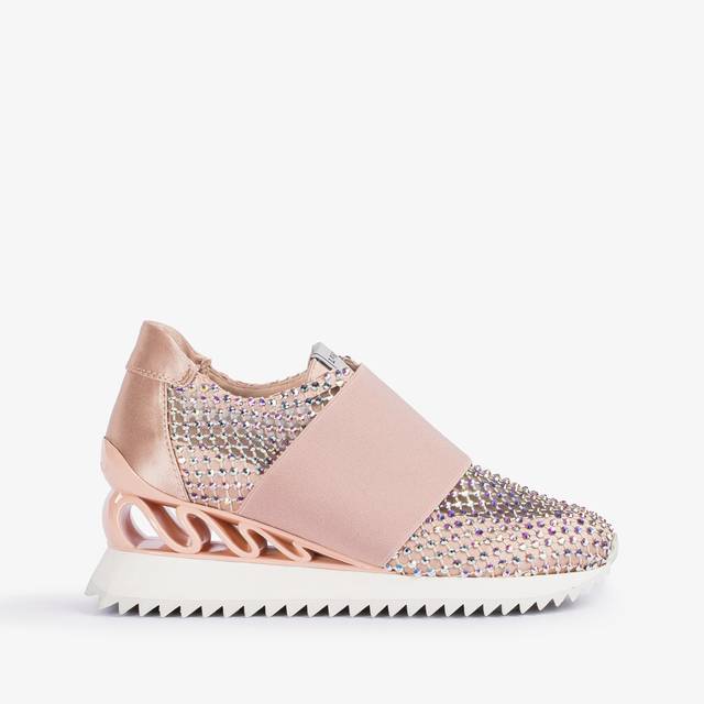 Le Silla Scarpa running raso, rete e Cristalli nude skin Super sconto