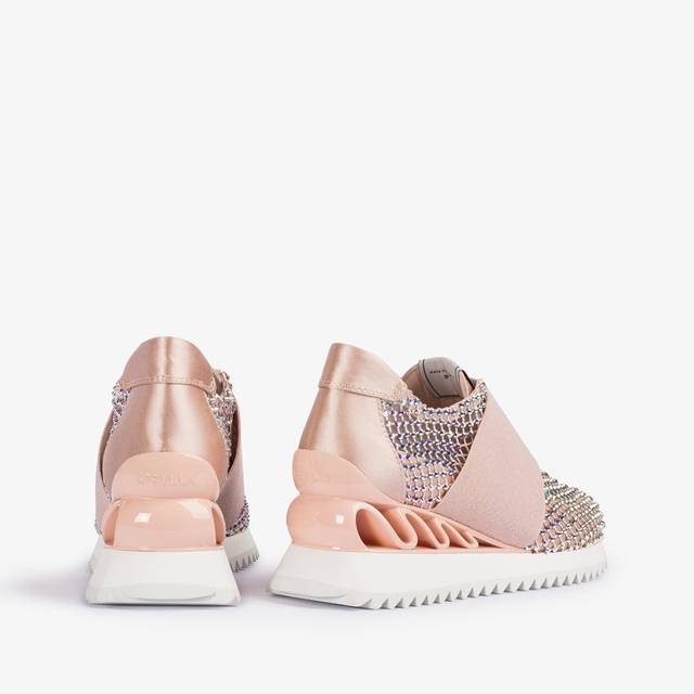 Le Silla Scarpa running raso, rete e Cristalli nude skin Super sconto