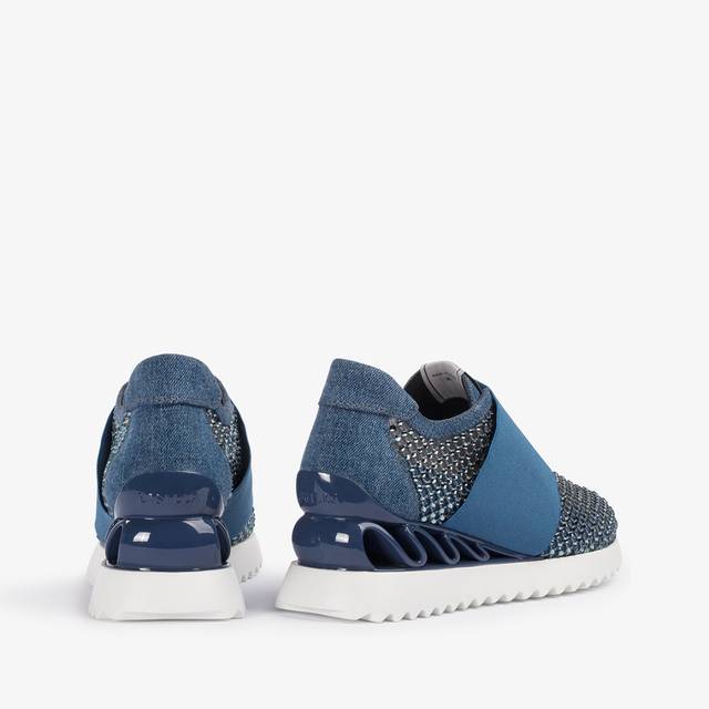 Le Silla Scarpa running denim, rete blu e Cristalli Esporta salva