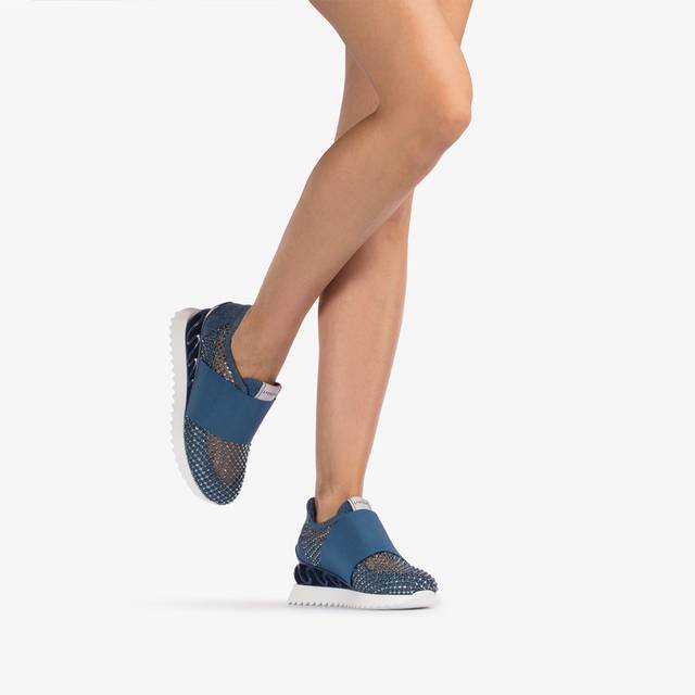 Le Silla Scarpa running denim, rete blu e Cristalli Esporta salva
