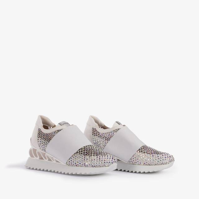 Le Silla Scarpa running denim, rete bianca carta e Cristalli Black Friday Prezzi