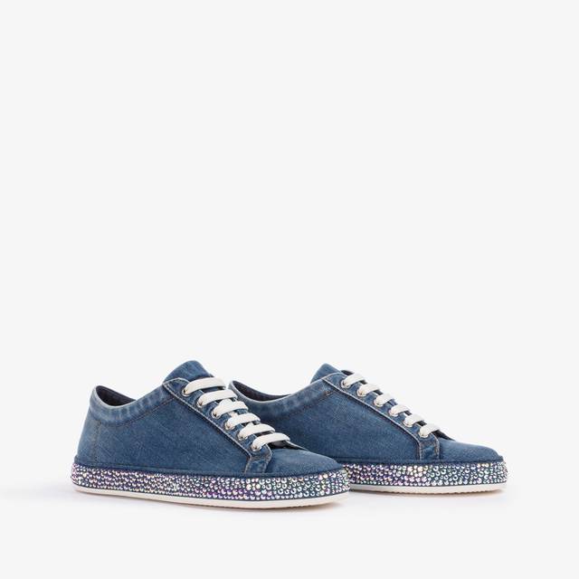 Le Silla Sneaker denim blu con Cristalli Italia